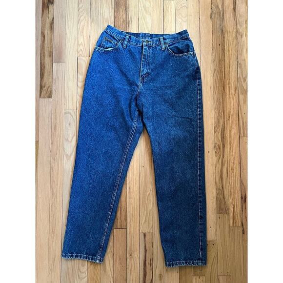 Vintage Denim Riders Women's 31 in X 29.5 Structured Straight Blue Jeans 14M 90s - Picture 1 of 13